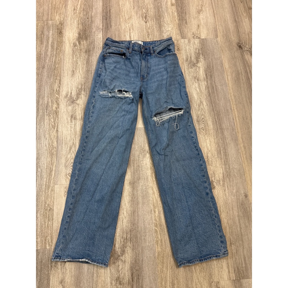 Abercrombie & Fitch Curve Love 90s Relaxed High Rise Distressed Jeans US 10 Tall